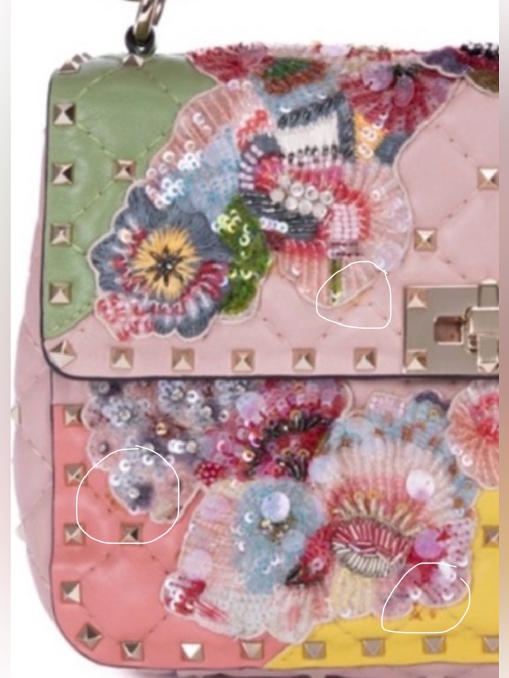 Valentino Garavani Pink Floral Rockstud Spike Crossbody - Picture 13 of 15